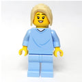 fig-012043 – Woman, Bright Light Blue Hospital Gown, Tan Hair