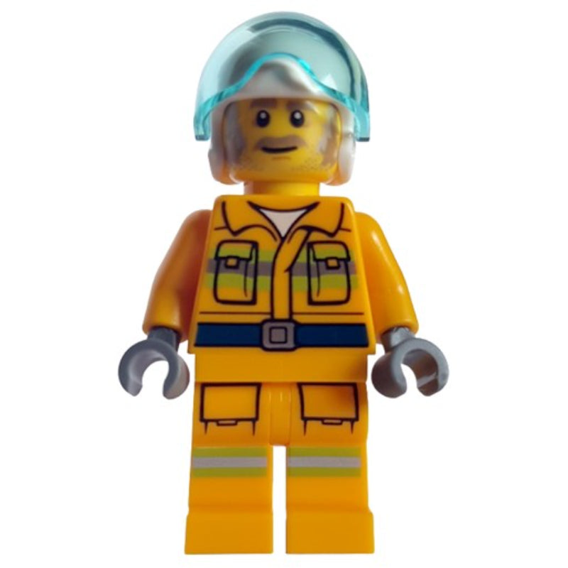 fig-012055 – Pilot, Bright Light Orange Fire Suit, White Helmet