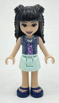 fig-012131 – Emma - Sand Blue Top, Light Aqua Skirt, Black Hair with Buns