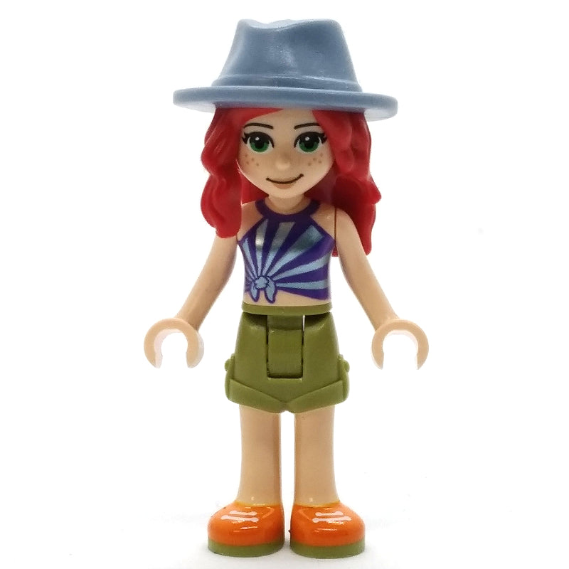 fig-012134 – Mia - Dark Purple Top, Olive Green Skirt, Sand Blue Hat