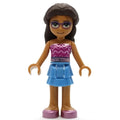 fig-012135 – Layla - Magenta Top, Bright Light Blue Skirt, Dark Brown Hair