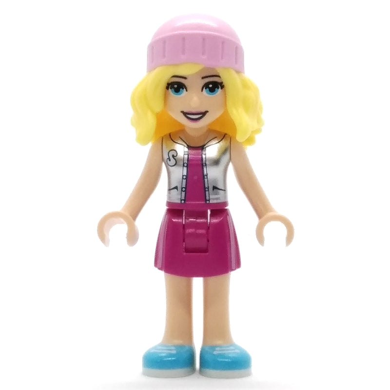 fig-012138 – Stephanie - Silver Top, Magenta Skirt, Bright Pink Hat