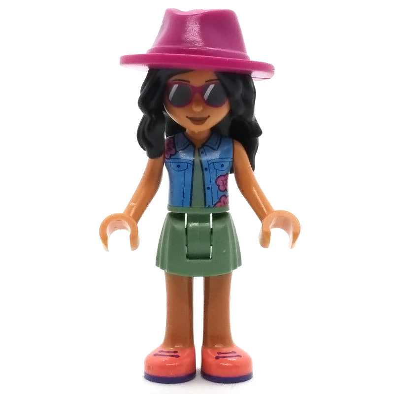 fig-012140 – Savannah - Blue Top, Sand Green Skirt, Dark Pink Hat