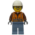 fig-012161 – Construction Worker, Orange Safety Vest, White Hard Hat