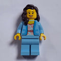 fig-012164 – Woman, Bright Light Blue Torso and Legs, Dark Brown Hair