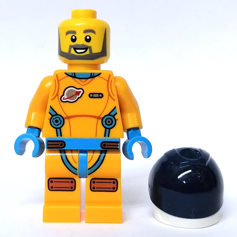 fig-012173 – Astronaut, Male, Bright Light Orange Suit, Dark Blue Visor, Beard