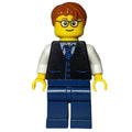 fig-012219 – Black Torso, Dark Blue Legs, Dark Orange Hair - Rounded Glasses