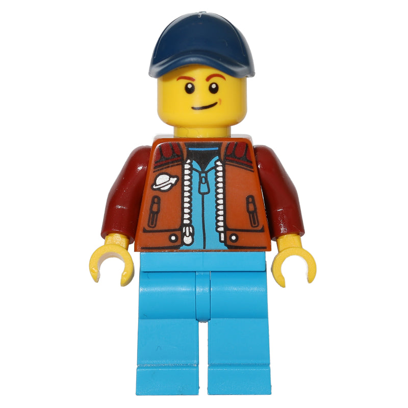 fig-012326 – Man, Dark Orange Jacket, Dark Azure Legs, Dark Blue Cap