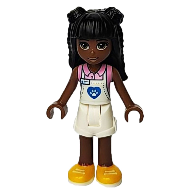 fig-012334 – Priyanka - White Apron and Shorts, Black Hair