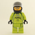 fig-012339 – Race Driver, Lime Racing Suit, Black Helmet, Glasses