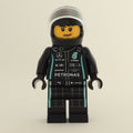fig-012342 – Race Driver, Black Racing Suit with Lime Trim, Black Helmet, Stubble