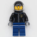 fig-012343 – Race Driver, Black Racing Jacket, Dark Blue Legs, Black Helmet, Stubble