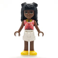 fig-012355 – Priyanka - Coral Top, White Shorts, Black Hair
