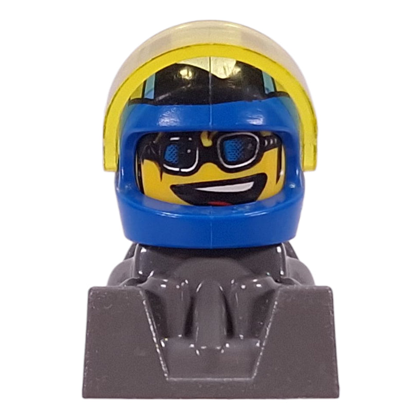 fig-012454 – Racer - Blue Helmet, Trans-Yellow Visor, Dark Gray Body