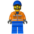 fig-012589 – Worker - Orange Torso, Blue Legs, Blue Cap, Black Beard