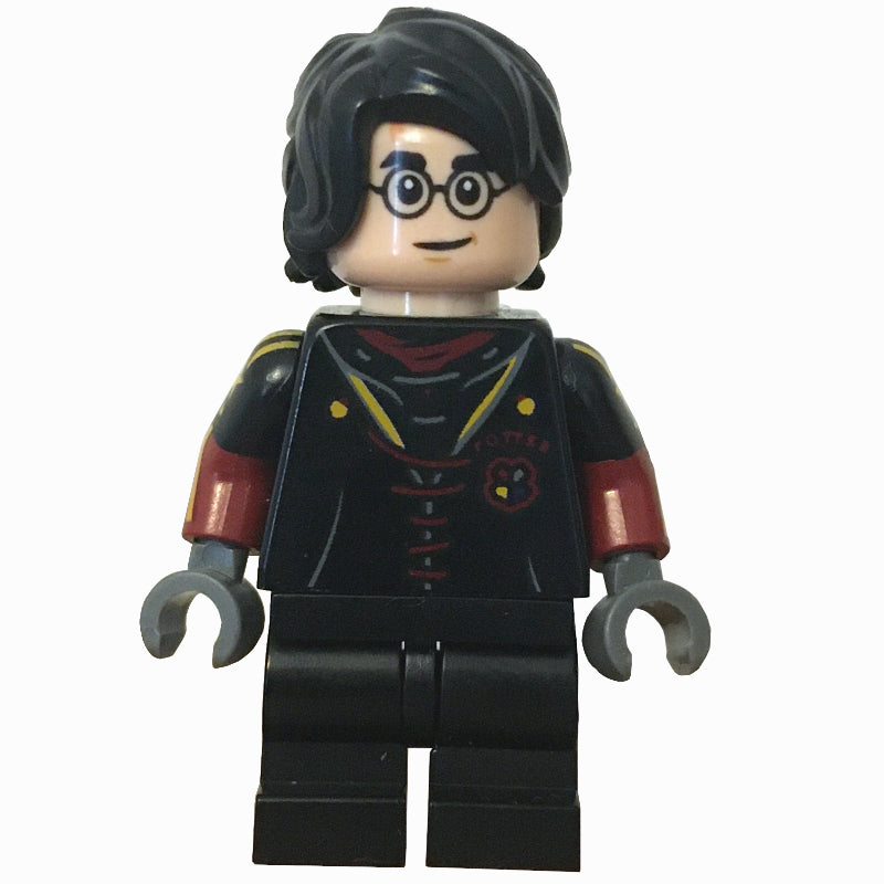 fig-012690 – Harry Potter, Tournament Uniform Black and Dark Red with Printed Arms, Medium Legs