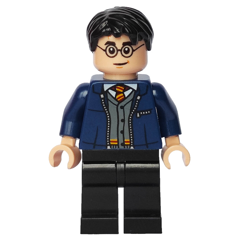 fig-012702 – Harry Potter, Open Dark Blue Jacket over Gryffindor Sweater
