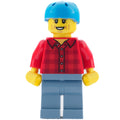 fig-012760 – Man, Red Plaid Shirt, Dark Azure Bike Helmet