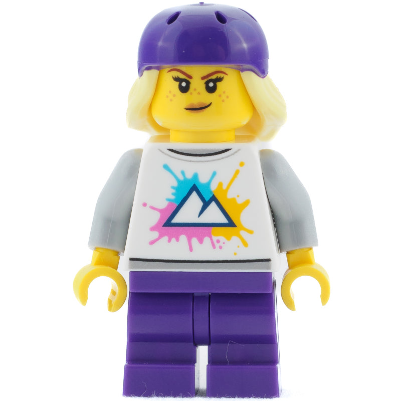 fig-012761 – Woman, Dark Purple Medium Legs and Bike Helmet