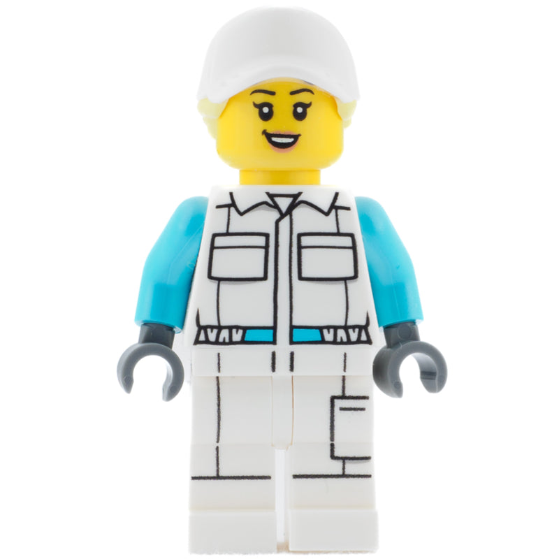 fig-012762 – Woman, White Jumpsuit and Cap