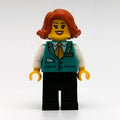 fig-012770 – Train Station Employee, Woman, Dark Turquoise Vest, Black Legs