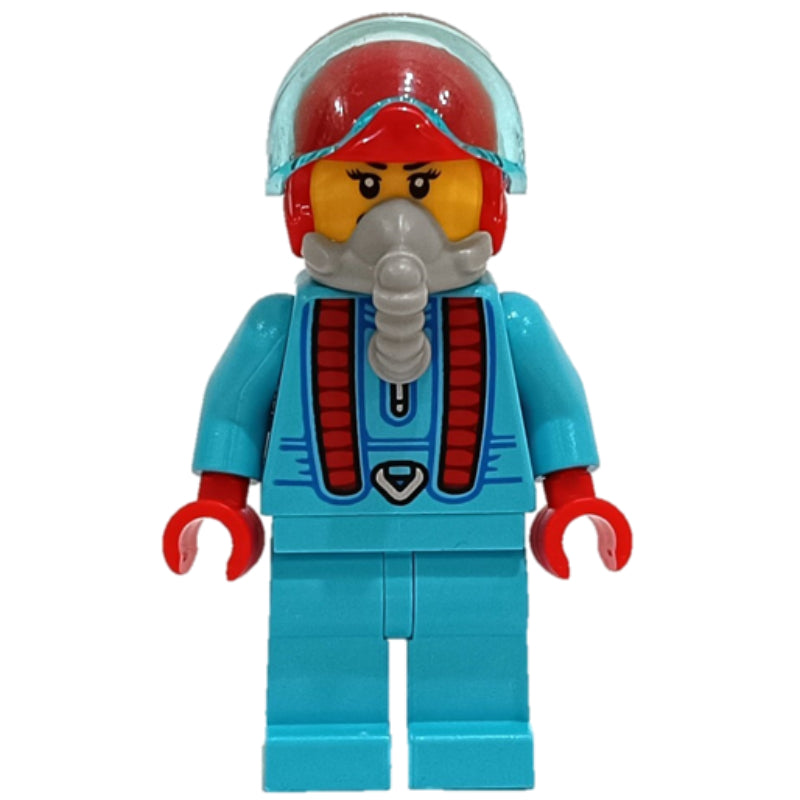 fig-012774 – Stunt Rider, Medium Azure Jumpsuit, Red Helmet