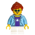 fig-012776 – Girl, Bright Light Blue Jacket, Short White Legs, Sunglasses
