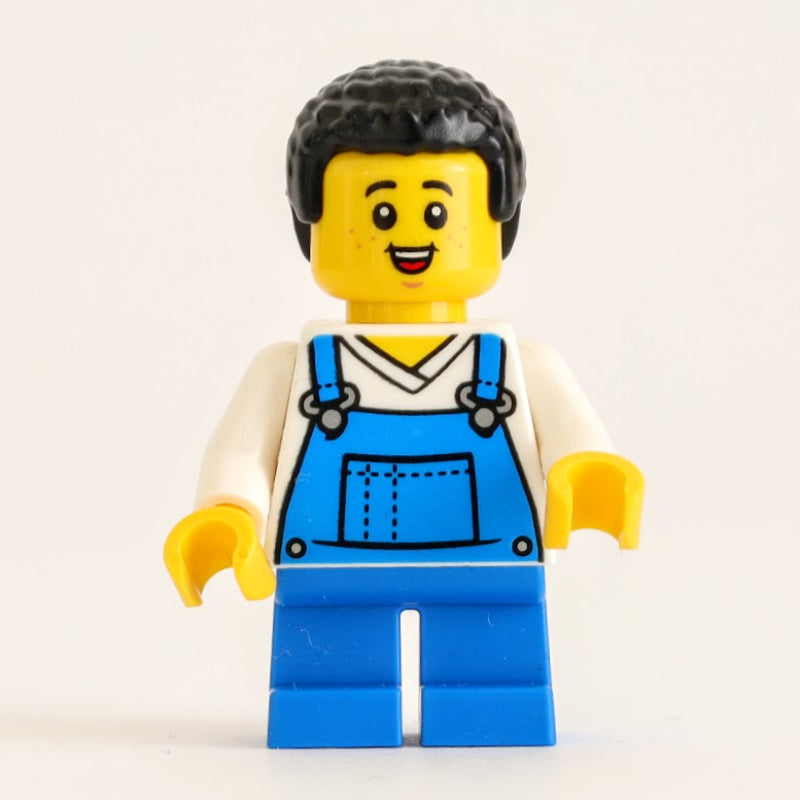 fig-012782 – Boy, Blue Overalls, Black Hair