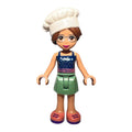 fig-012795 – Olivia - Dark Blue Top, Sand Green Skirt, Chef's Hat