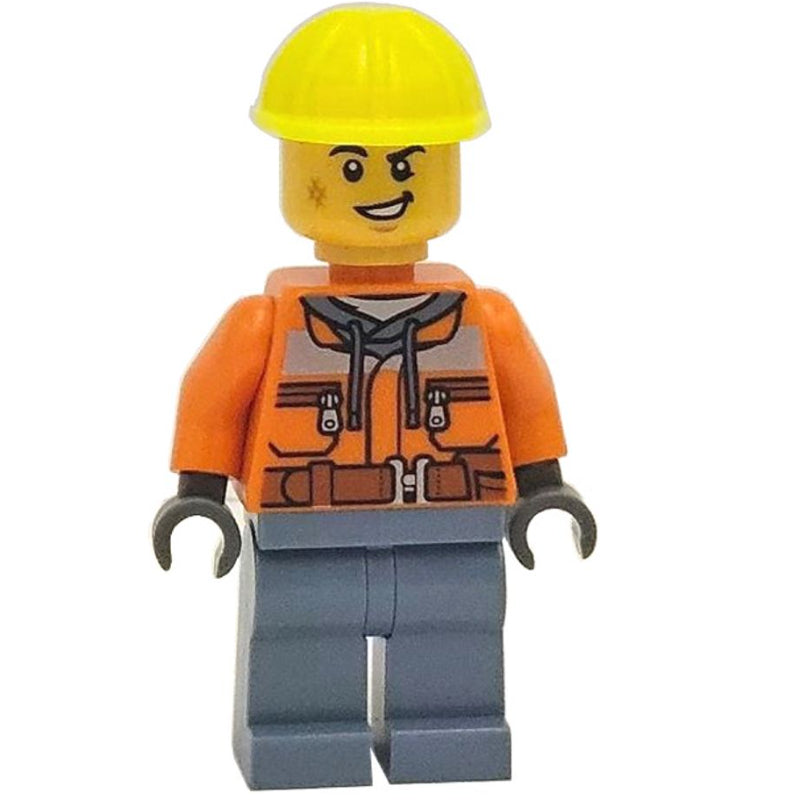 fig-012804 – Man, Orange Safety Jacket, Sand Blue Legs, Vibrant Yellow Hard Hat