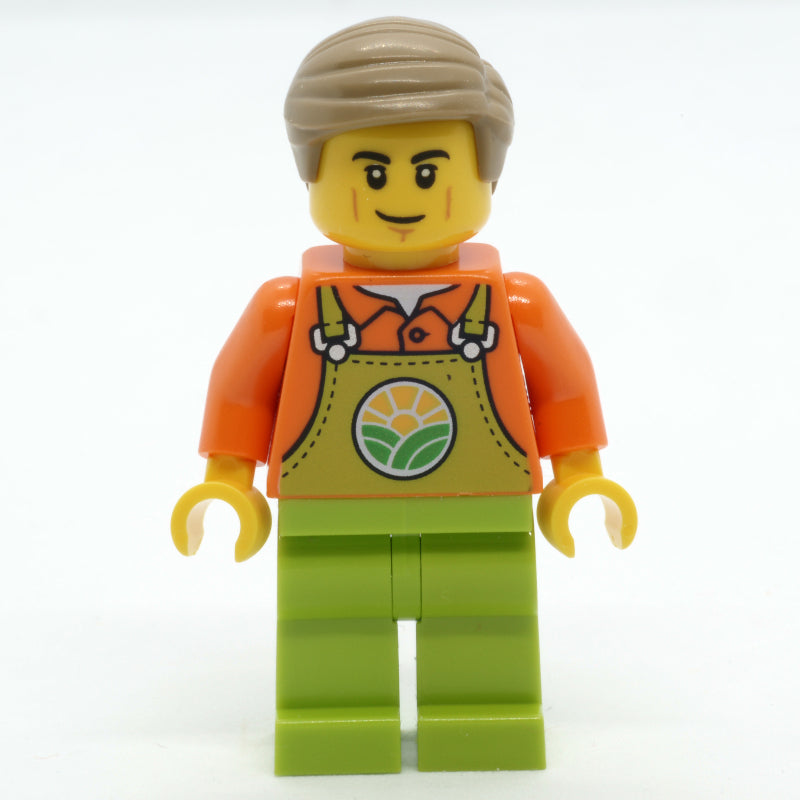 fig-012805 – Farmer, Lime Overalls, Dark Tan Hair