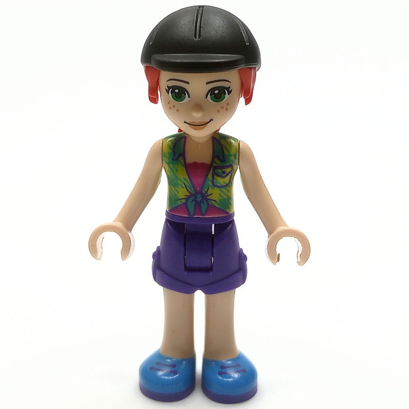 fig-012814 – Mia - Lime Top, Dark Purple Skirt, Riding Cap