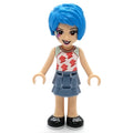 fig-012842 – Evelyn - White Top, Sand Blue Skirt, Dark Azure Hair, Face Paint