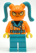 fig-012850 – Orange Torso, Dark Turquoise Legs, Orange Helmet with Dark Turquoise Braids