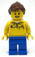 fig-012879 – LEGO Employee, Yellow Torso, Blue Legs, Reddish Brown