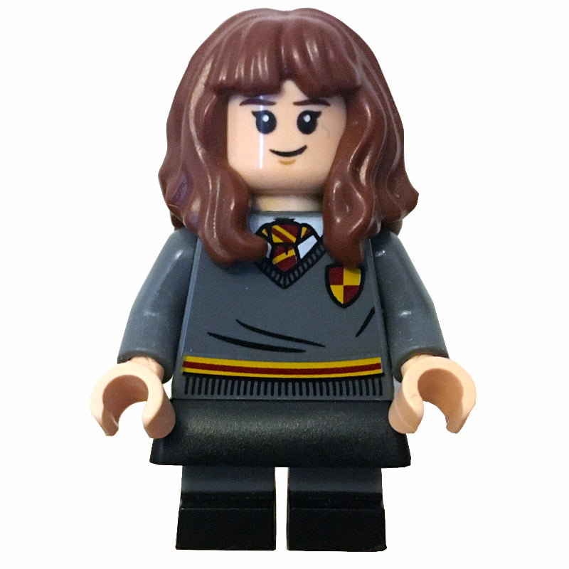 fig-012891 – Hermione Granger, Gryffindor Sweater with Crest, Short Legs, Black Skirt