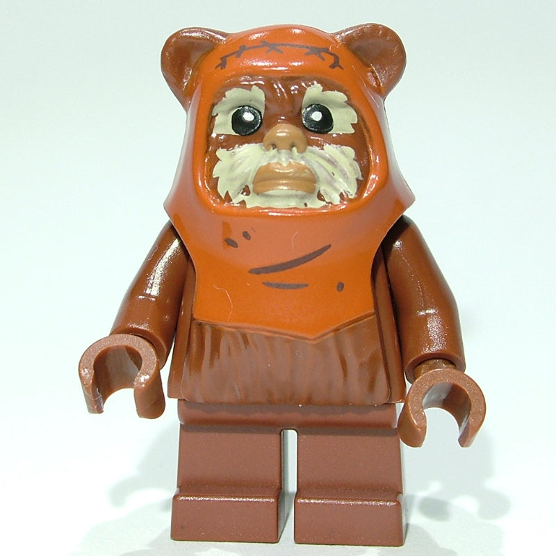 fig-012953 – Wicket, Ewok, Printed Dark Orange Hood, Tan Face, Lines on Hood