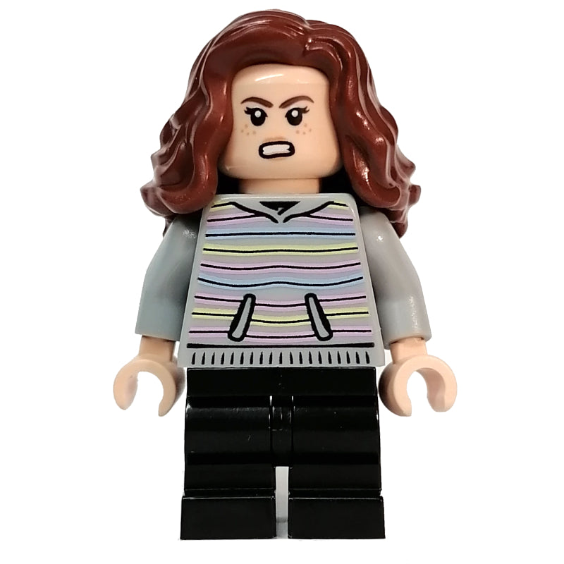 fig-013037 – Hermione Granger, Light Bluish Gray Sweater with Stripes, Medium Black Legs
