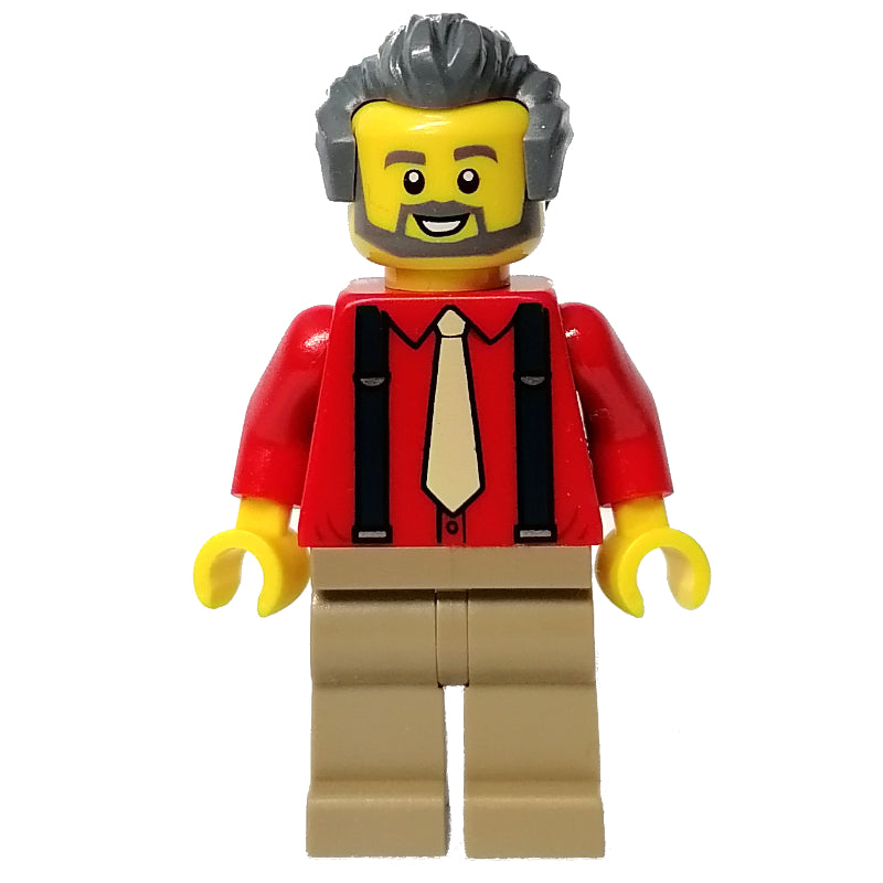 fig-013152 – Red Torso, Dark Tan Legs, Dark Bluish Grey Hair