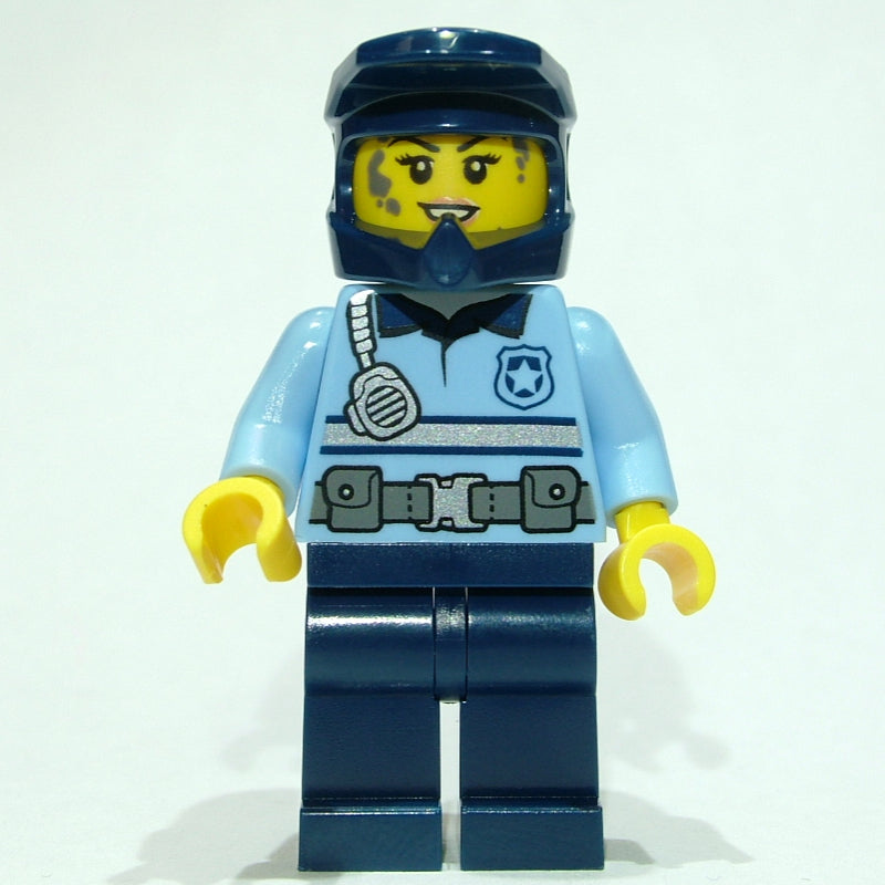 fig-013179 – Police Officer - Bright Light Blue Torso, Dark Blue Legs and Helmet