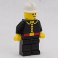 fig-013211 – Fireman, Classic, Black Fire Jacket with Red Belt and Buttons, White Helmet (Re-issue Torso)
