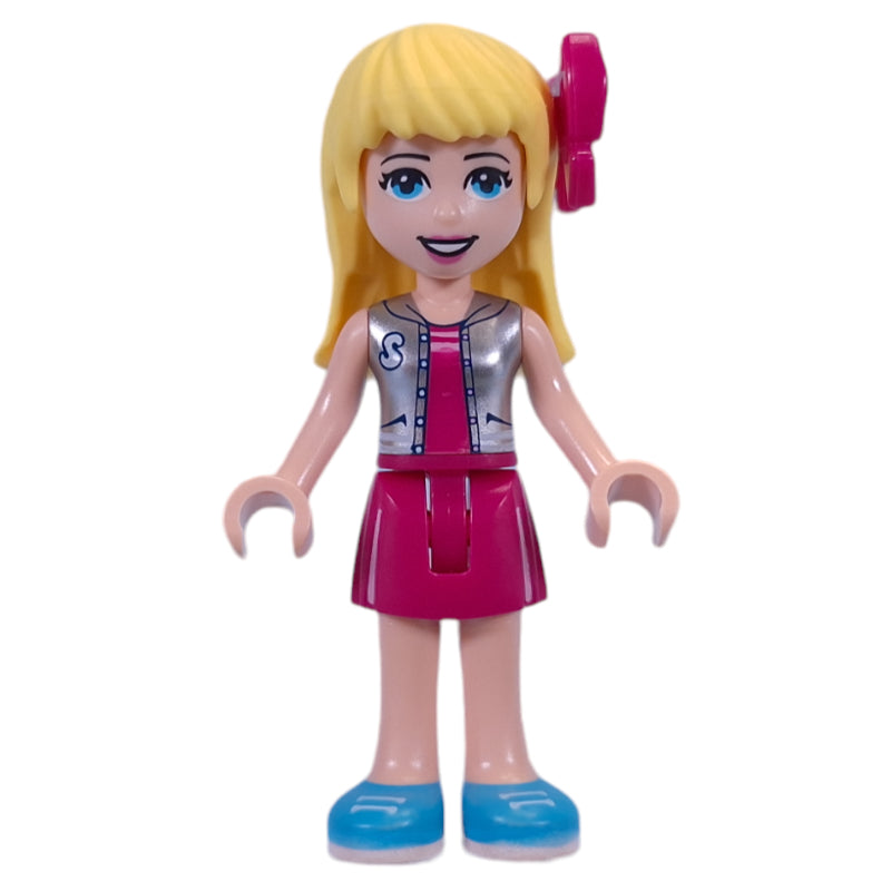 fig-013216 – Stephanie - Silver Top, Magenta Skirt, Bow