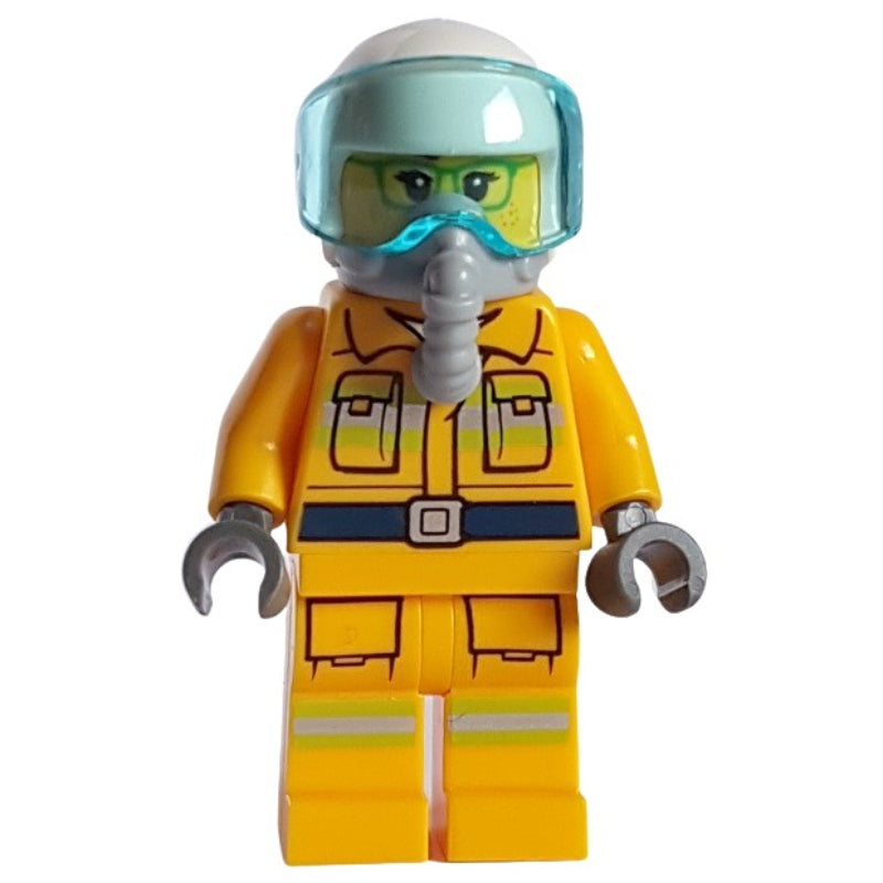 fig-013224 – Freya McCloud - Pilot, Orange Torso, Orange Legs, White Helmet, Breathing Apparatus