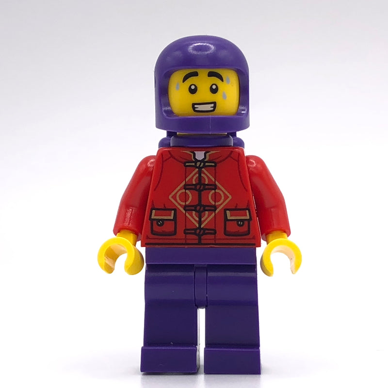 fig-013227 – Space Costume, Red Torso, Dark Purple Legs, Helmet, Air Tanks