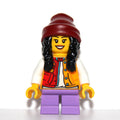 fig-013233 – Kid - Orange Torso, Medium Lavender Legs, Black Hair, Dark Red Beanie