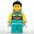 fig-013237 – Dark Turquoise Torso, Chinese Decorations, Dark Turquoise Legs, Black Hair Bun