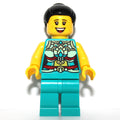 fig-013238 – Dark Turquoise Torso, Chinese Decorations, Dark Turquoise Legs, Black Hair Bun