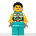 fig-013239 – Dark Turquoise Torso, Chinese Decorations, Dark Turquoise Legs, Black Hair Bun