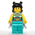 fig-013242 – Dark Turquoise Torso, Chinese Decorations, Dark Turquoise Legs, Black Hair 2 Bunds