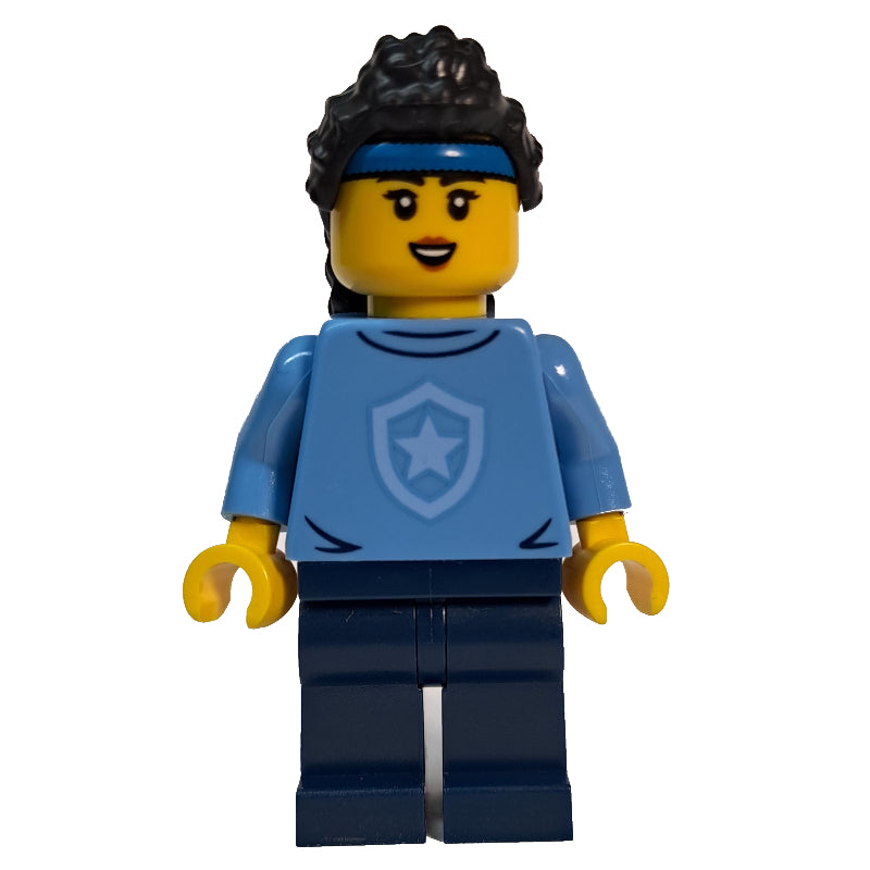 fig-013317 – Police Officer, Sweater with Police Badge, Black Hair, Blue Hairband